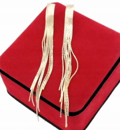 KOLCZYKI ZŁOTE DŁUGIE ŻMIJKI CHWOSTY 12 cm zdjęcie 1