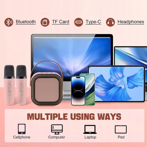 ZESTAW KARAOKE GŁOŚNIK BEZPRZEWODOWY DWA MIKROFONY BT KOLORY PRZENOŚNY RGB na Arena.pl