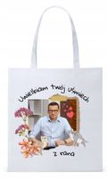 Mateusz Morawiecki Pis Torba Eco Biała Shopper Z Nadrukiem Ze Zdjęciem