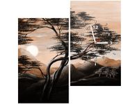 60X60CM ZEGAR SPOKOJNA NOC OBRAZ DREWNO ŚCIAN KWADRAT