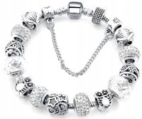 Bransoletka Srebrna Modułowa Charmsy Cyrkonie