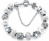 Bransoletka Srebrna Modułowa Charmsy Cyrkonie