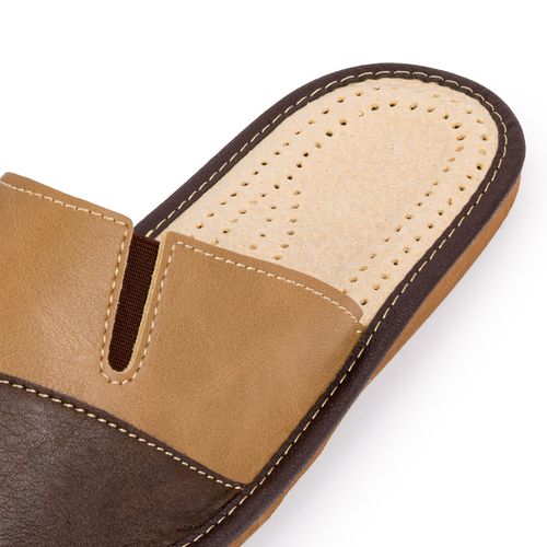 Kapcie Klapki Pantofle Domowe Męskie Skórzane Brązowe 43 na Arena.pl