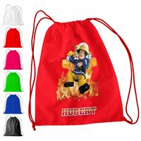 WOREK PLECAK SPORTOWY NA WF DLA DZIECI - STRAŻAK SAM + IMIĘ! BAJKA POŻAR