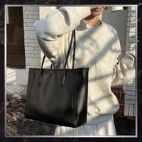 Torebka Shopper Damska SKÓRZANA CZARNA Torba Na Ramię Duża A4 Shopperka