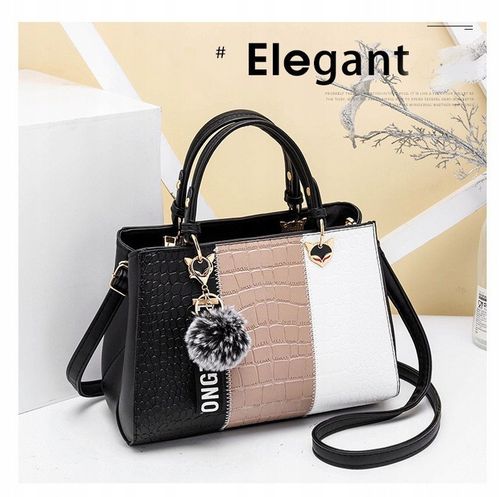 TOREBKA DAMSKA KUFEREK CZARNY BEŻ DO RĘKI NA RAMIĘ LISTONOSZKA WĄŻ na Arena.pl