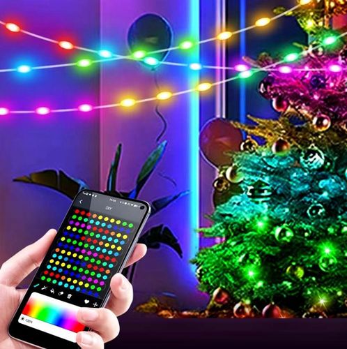 TAŚMA 200 LED INTELIGENTNE LAMPKI APLIKACJA BLUETOOTH PILOT STEROWANIE 20M na Arena.pl