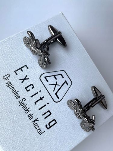 Czarne spinki do mankietów EXC Motocykl Motor Cross Enduro KTM Racing Tytan na Arena.pl