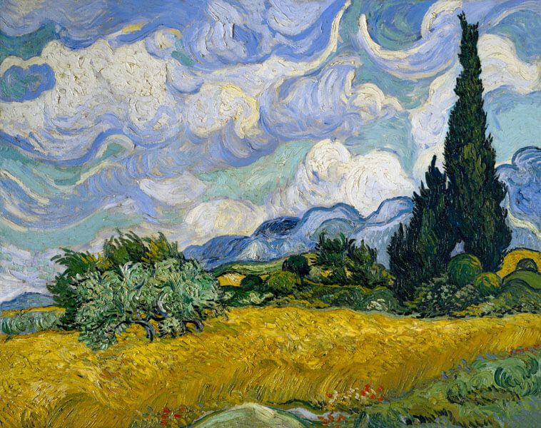 Pole pszenicy z cyprysami, Vincent van Gogh - plakat 59,4x42 cm zdjęcie 1