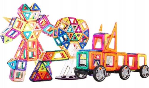 KLOCKI MAGNETYCZNE KONSTRUKCYJNE PANELE NEODYMOWE DLA DZIECI ZESTAW 128 EL. na Arena.pl