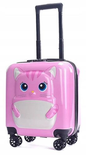 KOT KOTEK WALIZKA 3D DZIECIĘCA BAGAŻ SZYFR DLA DZIECI 4 KÓŁKA na Arena.pl
