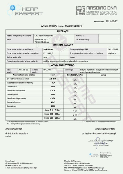 Susz konopny CBD Jack Herer 20 g zdjęcie 6