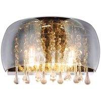Ścienna LAMPA glamour KALLA 15809W Globo szklana OPRAWA kinkiet z kryształkami przezroczysty przydymiony chromowany