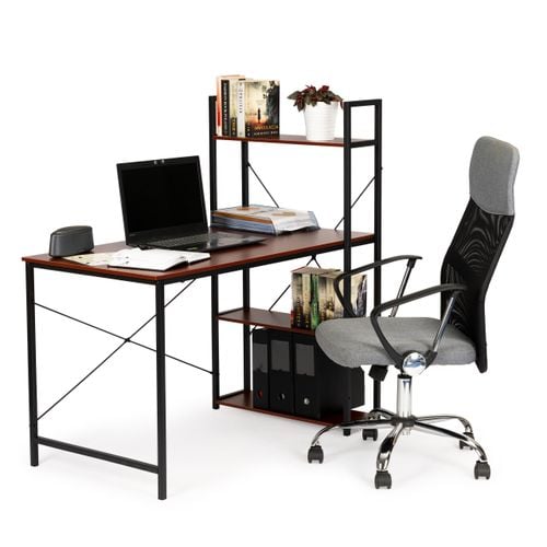 Biurko komputerowe drewniane regał z półkami loft na Arena.pl