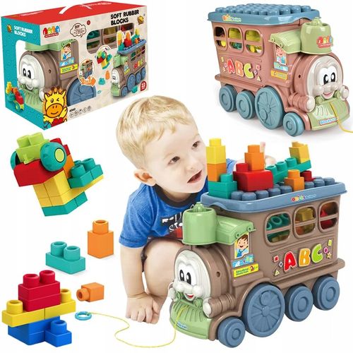 MIĘKKIE KLOCKI SENSORYCZNE SORTER ZESTAW POCIĄG AUTKO Z KLOCKAMI MATADI na Arena.pl