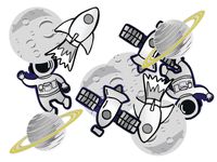 Dekoracja papierowa dwustronna Kosmos kosmiczne urodziny 12 szt.