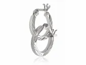 ELEGANCKIE SREBRNE KOLCZYKI GRUBE KOŁA KÓŁKA 1.4CM Z DIAMENTOWANYM WZOREM