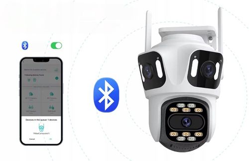 POTRÓJNA KAMERA WIFI IP SMART ZEWNĘTRZNA OBROTOWA UHD 8MP ZOOM ICSEE 3w1 na Arena.pl