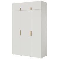 Szafa uchylna z nadstawką Napoli 3D 150 Biała (złoty uchwyt)