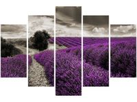 100CM 150CM OBRAZ 5 ELEM LAWENDOWY WIDOK ŚCIENNY