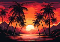 Plakat 66,5x46,5cm Palmy Przy Lagunie