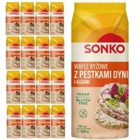 Sonko Wafle ryżowe z pestkami dyni i algami morskimi 130 g (14 sztuk) x 16