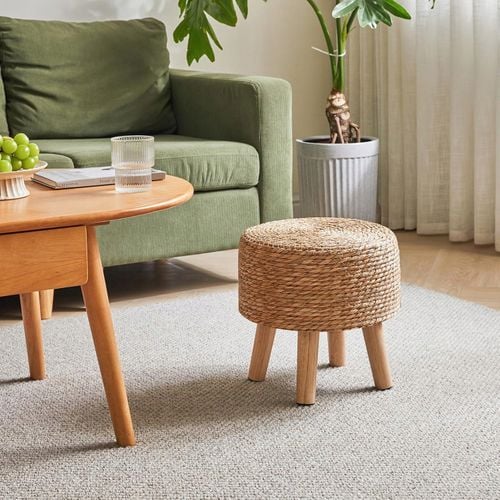 Naturalny Podnóżek Pufa Stołek Taboret Okrągły 32x32cm na Arena.pl