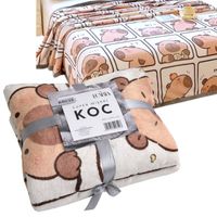 mięciutki koc xl flannel 150x210cm miękki narzuta kapibara koc23