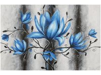 OBRAZ STALOWE MAGNOLIE KWIATY NIEBIESKIE