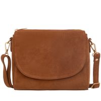 VERA PELLE torebka damska zamszowa listonoszka z paskiem V693 camel