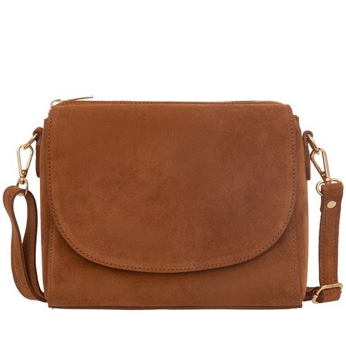 VERA PELLE torebka damska zamszowa listonoszka z paskiem V693 camel na Arena.pl