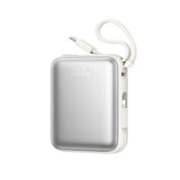 Powerbank 10000mAh 22.5W z wbudowanymi kablami USB-C Lightning - biały