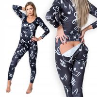 PIŻAMA Seksowna z Klapką na pupie CZARNA r.XL