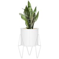 Stojący kwietnik 22 cm stojak z doniczką na kwiaty nowoczesny loft biały mat