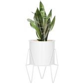 Stojący kwietnik 22 cm stojak z doniczką na kwiaty nowoczesny loft biały mat