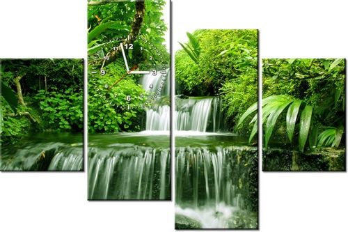 120CM 80CM ZEGAR 4 ELEM WODOSPAD LESIE DESZCZOWYM OBRAZ ŚCIENNY na Arena.pl