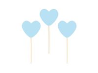 Pikery dekoracyjne, Serca, niebieskie, 9 cm, 6 szt.