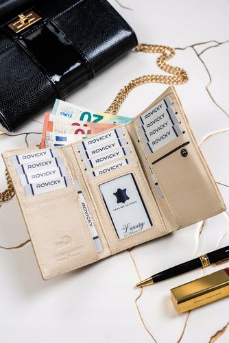 skórzany portfel damski na bigiel i zatrzask ze wzorem fal - lorenti na Arena.pl