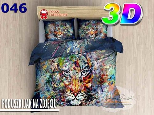 Pościel 3D bawełna satyna 160x200cm MALOWANY TYGRYS na Arena.pl