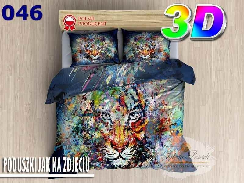 Pościel 3D bawełna satyna 160x200cm MALOWANY TYGRYS zdjęcie 3