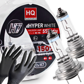 ŻARÓWKI H7 HQ Automotive +150% HYPER WHITE 55W 12V BARDZO MOCNE
