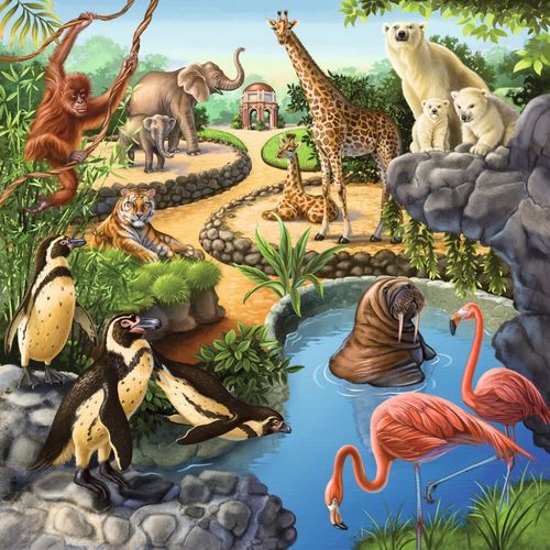 Puzzle 3x49 elementów - Zwierzęta na Arena.pl