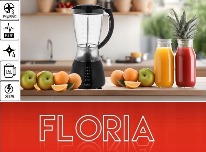 BLENDER KIELICHOWY MIKSER CZARNY BPA FREE 3 BIEGI + PULSE 300W zdjęcie 2