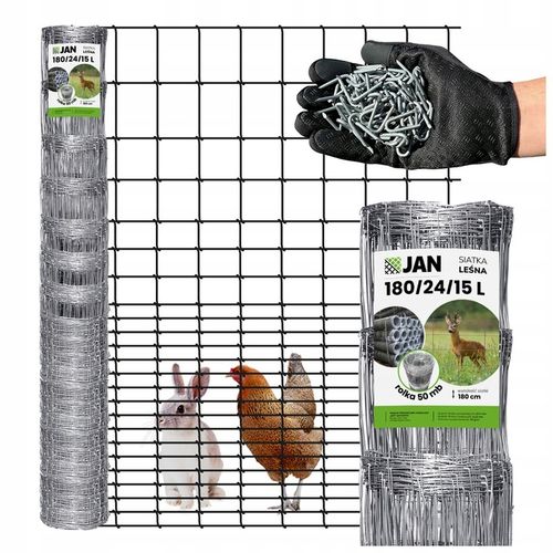 SIATKA LEŚNA ogrodzeniowa 180/24/15 L 50m GRATIS GĘSTA NA KURY DZIKA na Arena.pl