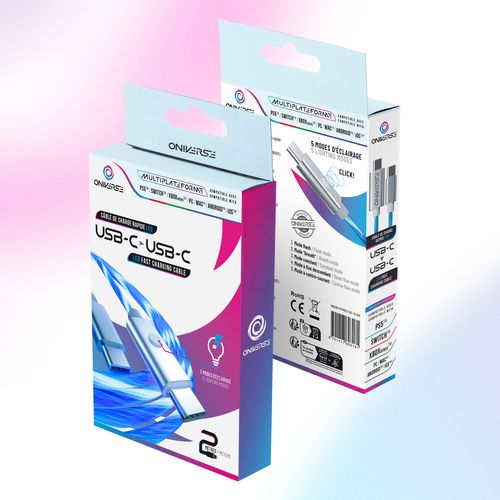 Kabel Przewód Oniverse LED Rapid Charge USB-C / USB-C 2m do PS5 na Arena.pl