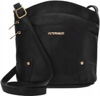 Pojemna TOREBKA DAMSKA NA RAMIĘ Duża LISTONOSZKA Czarna Skórzana TORBA