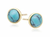 ELEGANCKIE OKRĄGŁE POZŁACANE SREBRNE KOLCZYKI WKRĘTKI KÓŁKA TURKUS SREBRO