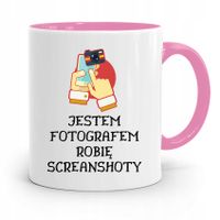 Kubek Różowy Dla Fotografa Robię Screanshoty Z Nadrukiem Ze Zdjęciem