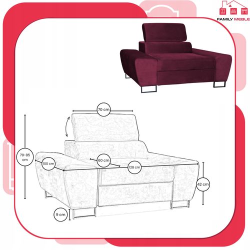 Zestaw mebli wypoczynkowych Bosso Sofa 3os fotele bordowe Family Meble na Arena.pl