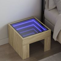 Stolik nocny z LED Infinity, dąb sonoma, 40x40x30 cm